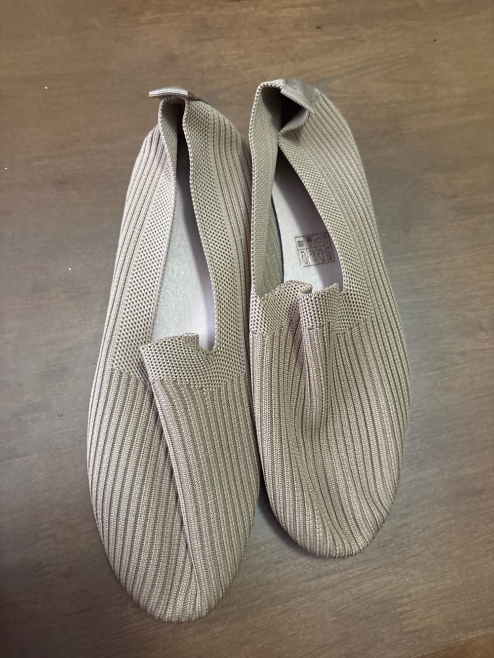 Beige Knit Flats EU 41 US 10 Slip On Loafers Lightweight Minimal Chic NWOT